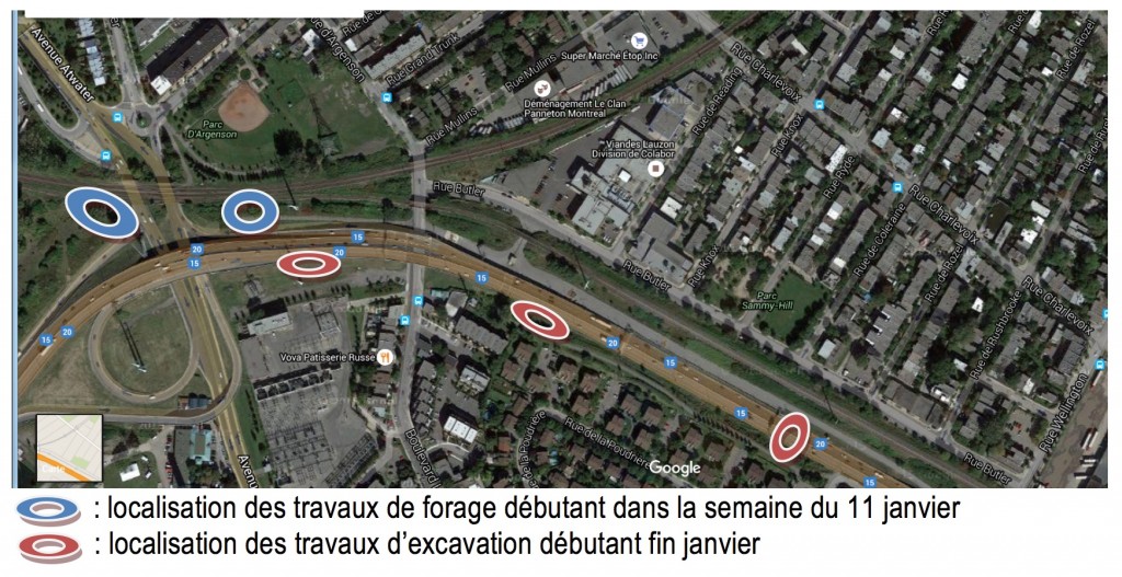 Travaux de forage et excavation - Proximite autoroute 15 - Janvier 2016