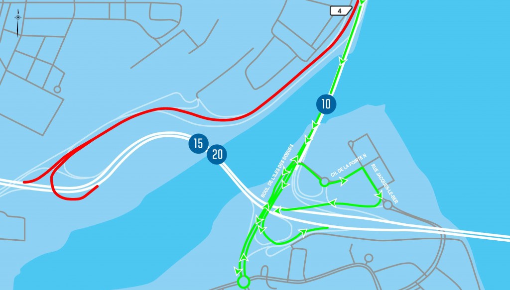 Detour Fermeture Bretelle T - Entree A15 depuis Autoroute Bonaventure - Sortie 4