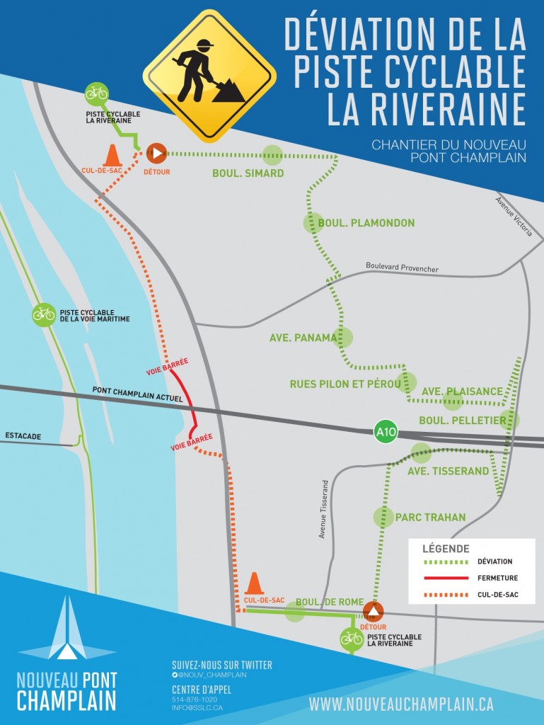 Deviation de la piste cyclable La Riveraine - Avril 2016