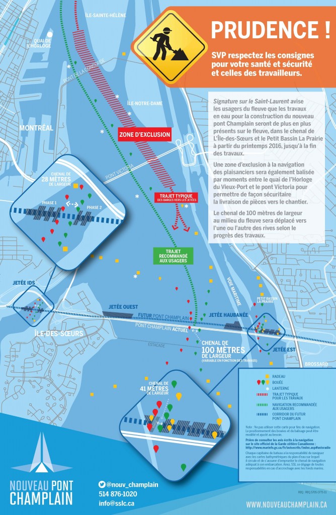 Carte Navigation Saint-Laurent - Nouveau pont Champlain - Mai 2016 - Panneau