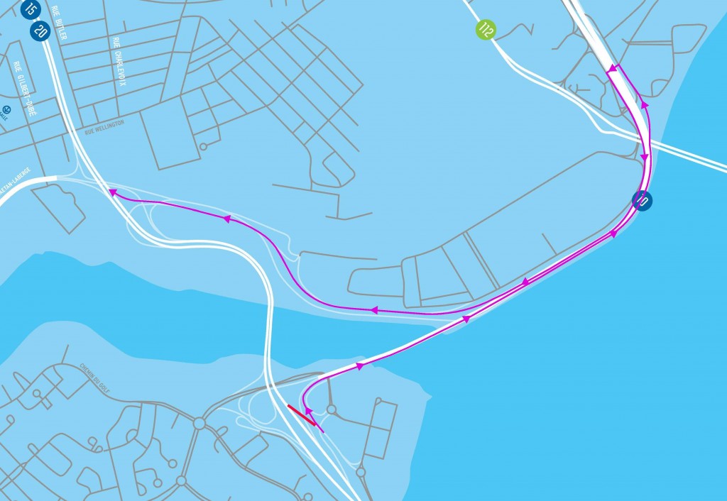 Detour fermeture entree ile des soeurs pour A15 Nord