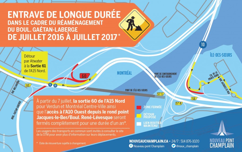 Entrave longue duree - fermeture Sortie 60 - Gatean Laberge - Juillet 2016